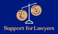 support for lawyers logo on blue